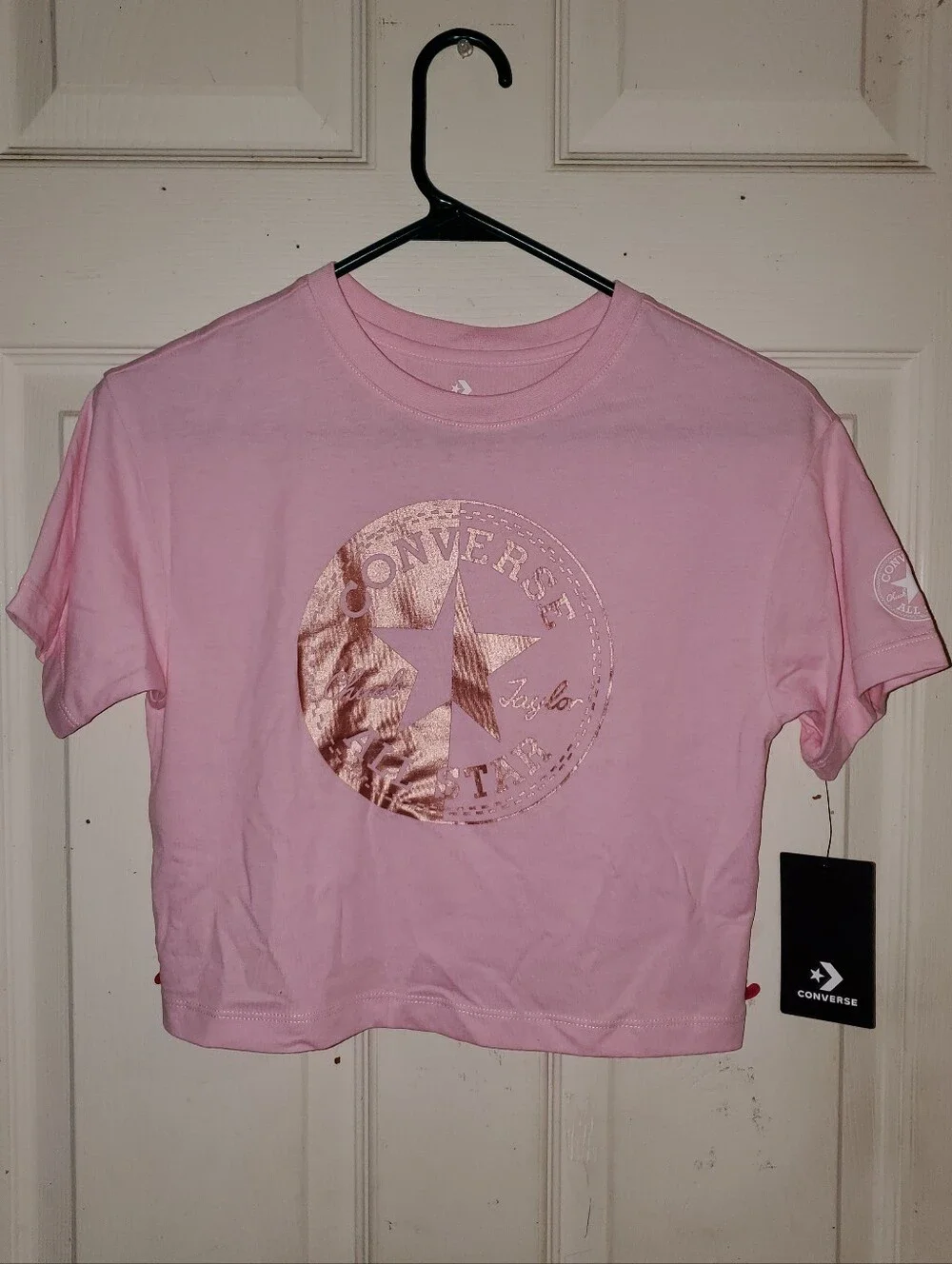 5 for $25 | NWT Converse Big Girls Cherry Blossom Boxy Rose Gold Logo Tee